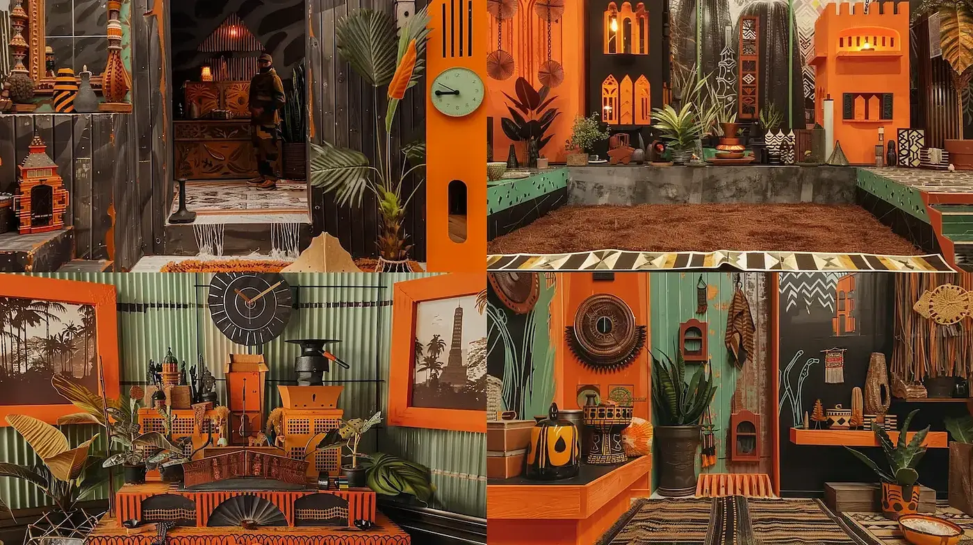 Vibrant and Eclectic Interior with Tribal and Retro Influences - Midjourney sref style