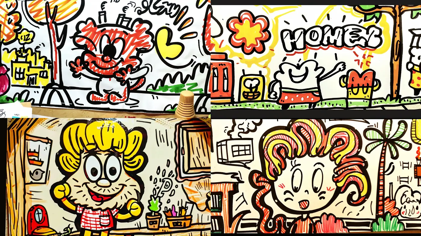 Energetic Comic Revival with Cartoonish Characters and Bold Outlines - Midjourney sref style