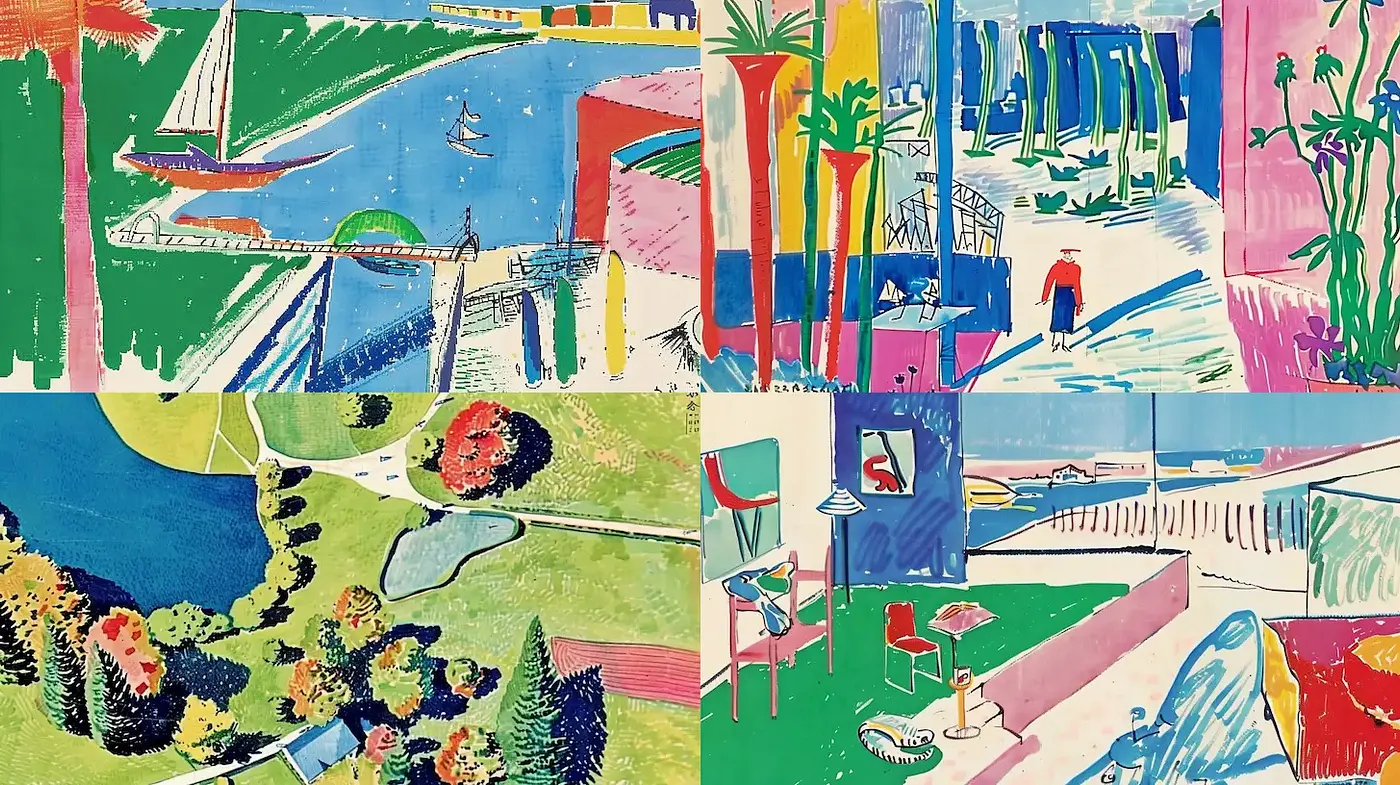 Vibrant and Playful Expressions of Modern Leisure Spaces - Midjourney sref style