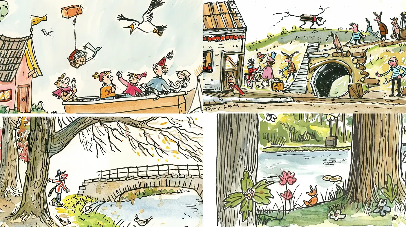 Whimsical Sketchbook Scenes with Pastel Embellishments - Midjourney sref style