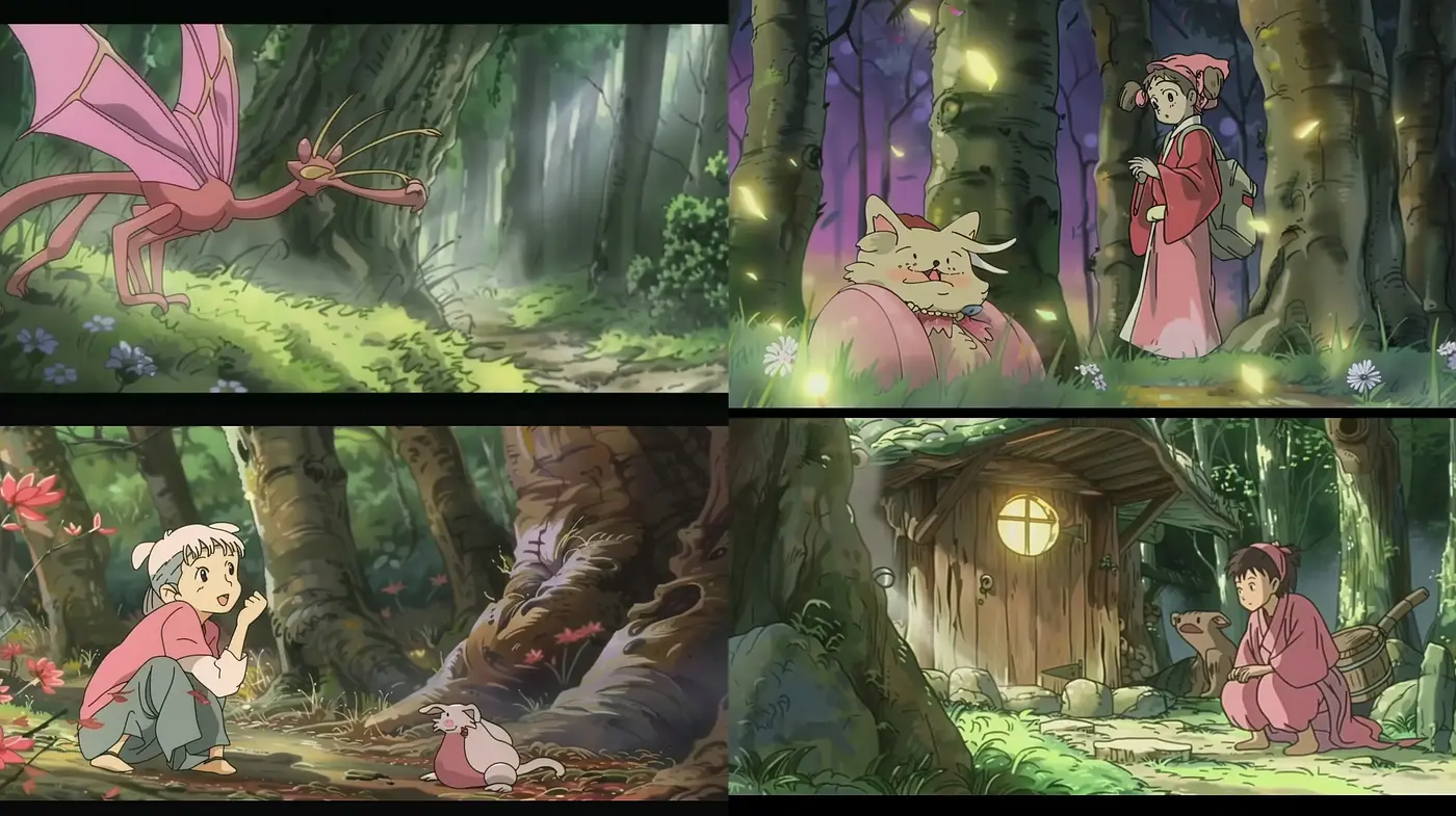 Enchanted Forest Whimsy: A Homage to Studio Ghibli's Ethereal Realms - Midjourney sref style