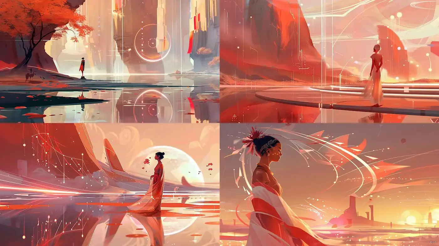 Serene and Ethereal Dreamscape with Abstract Elements - Midjourney sref style
