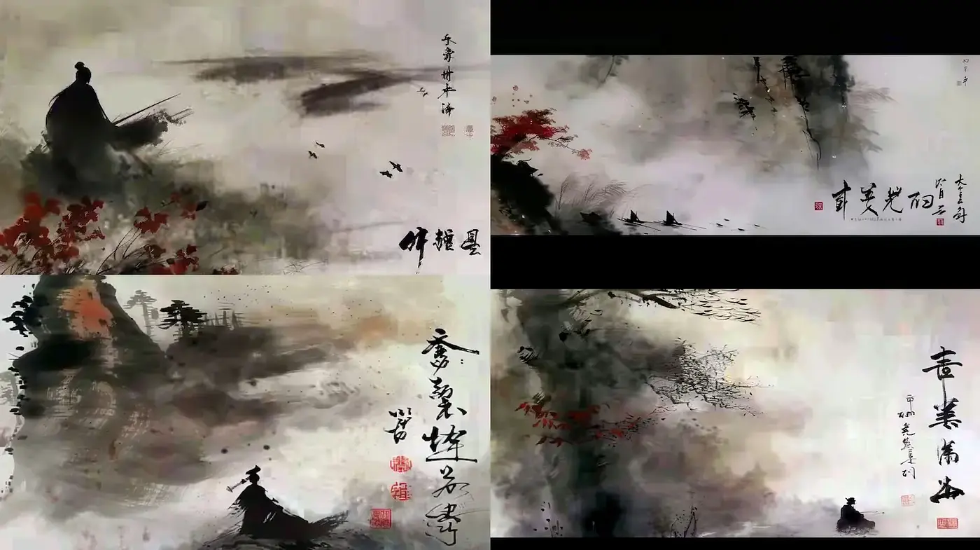 Elegant Traditional Ink Art Infused with Nature's Essence - Midjourney sref style