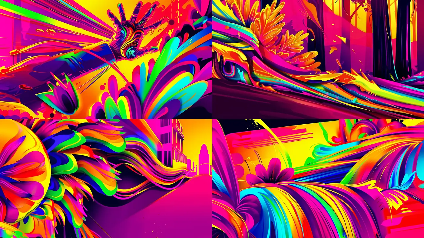 Psychedelic Flow of Vivid Expressionism - Midjourney sref style