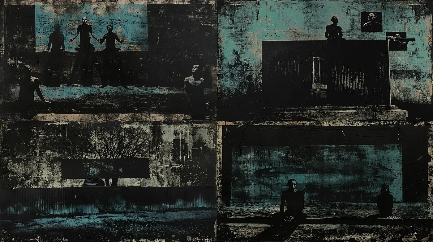 Aged Ephemeral Distress: A Study in Dark Tonal Harmony and Textural Decay - Midjourney sref style
