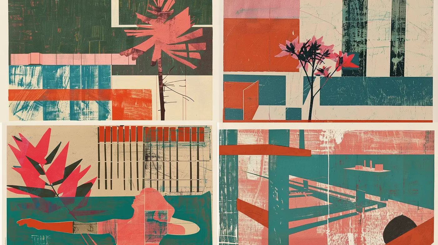 Retrofuturistic Elegance with Stylized Botanical and Geometric Harmony - Midjourney sref style