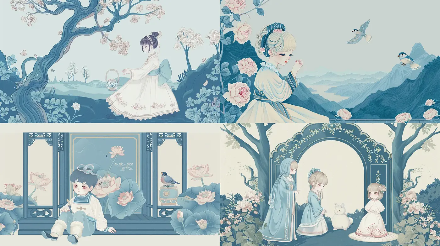 Ethereal Pastel Vistas: A Delicate Fusion of East Asian Artistry and Storybook Whimsy - Midjourney sref style