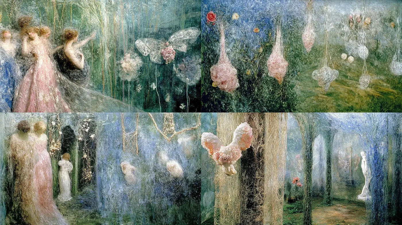 Ethereal Brushwork of Dreamy Pastoral Scenes - Midjourney sref style