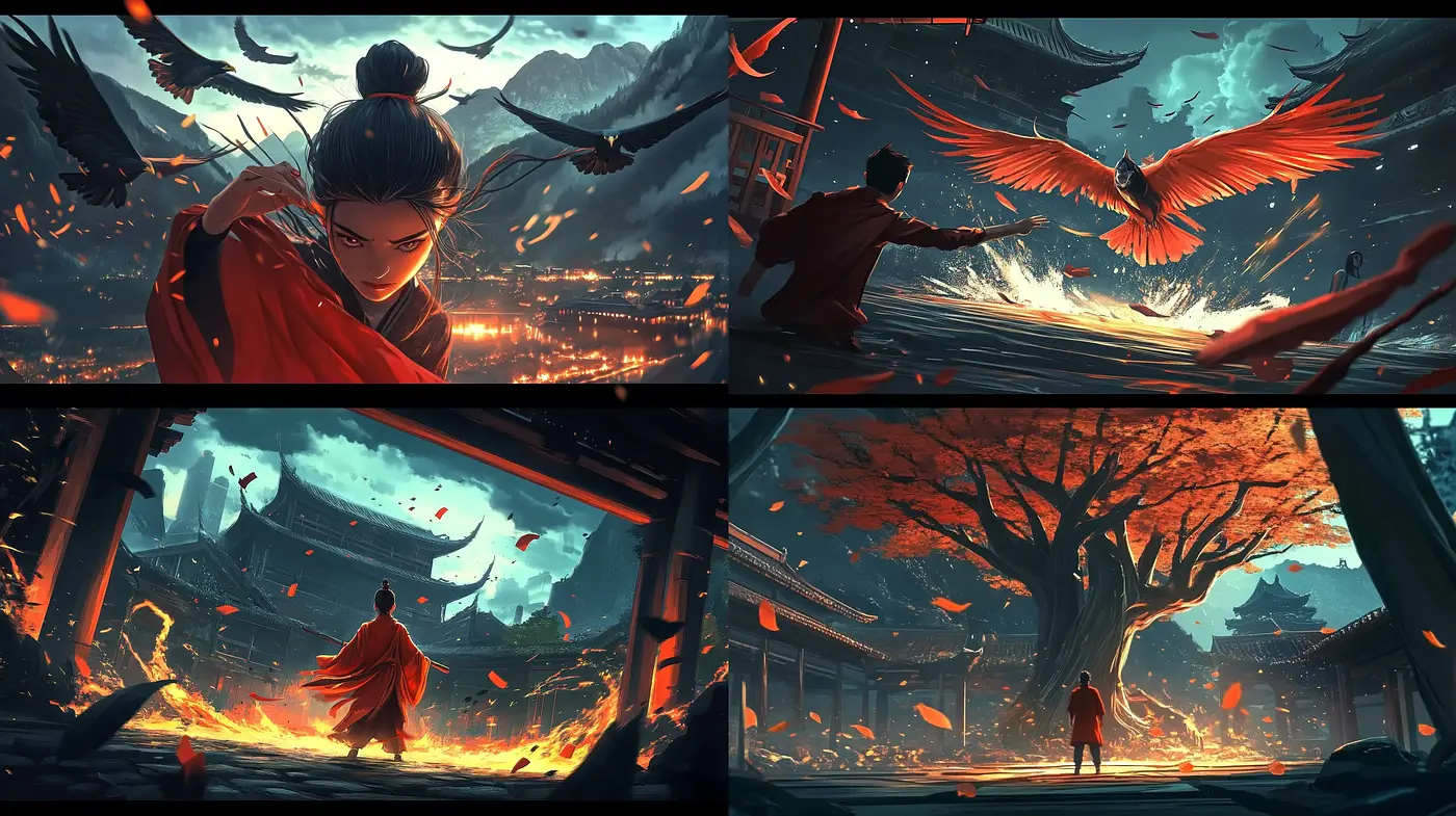 Epic Mythological Drama in an Autumnal Palette - Midjourney sref style