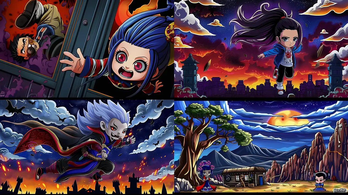 Dynamic Anime-Inspired Adventure Through Stylized Vistas - Midjourney sref style