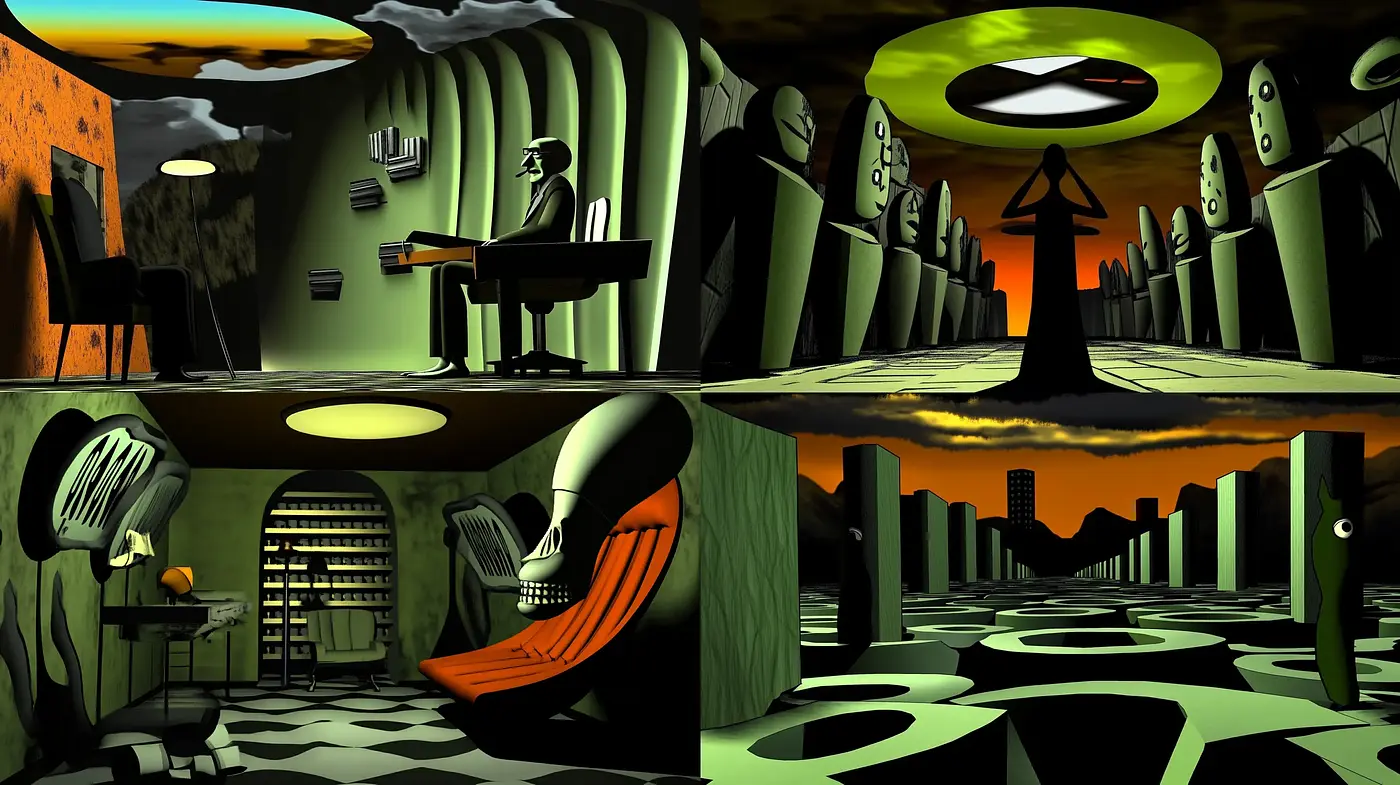 Futuristic Nocturne in Surrealist Hues - Midjourney sref style
