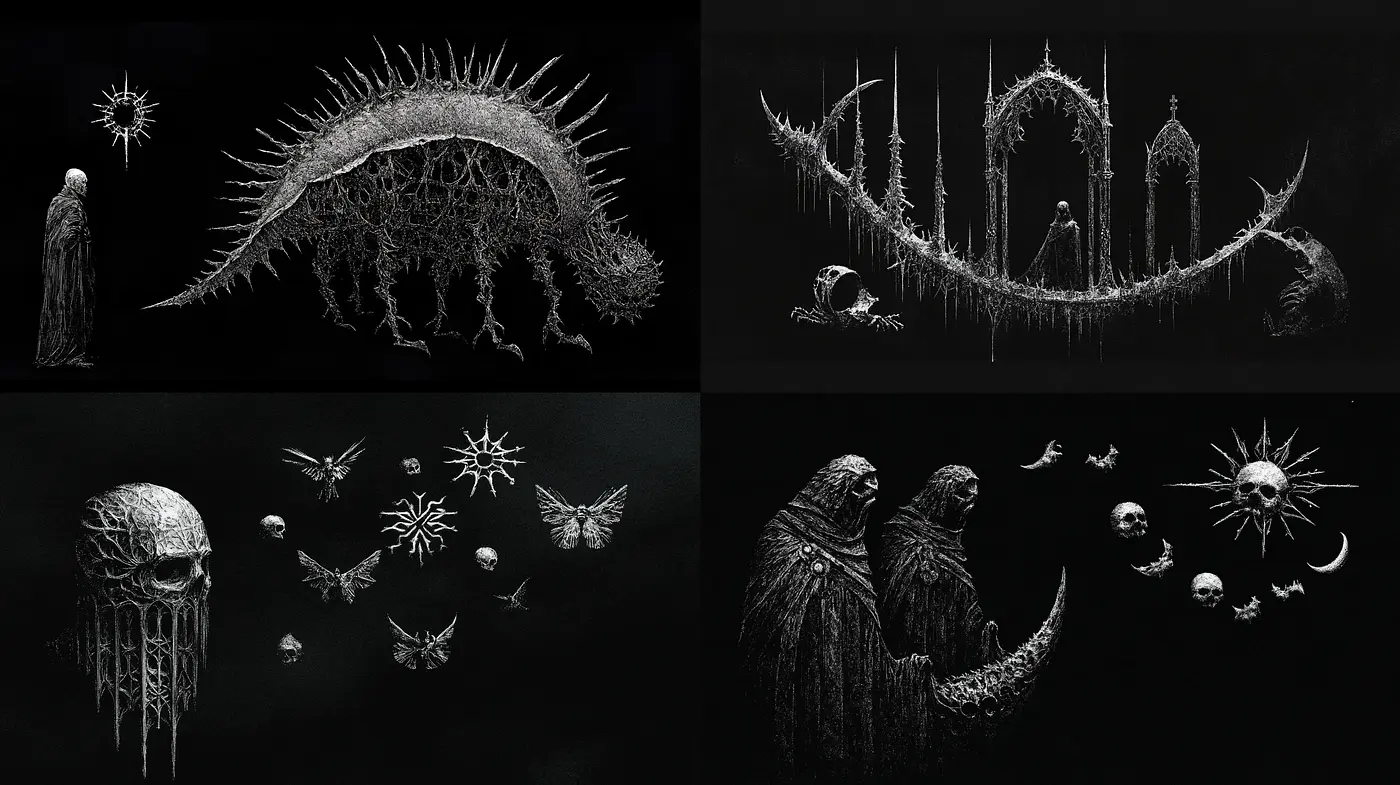 Monochromatic Ethereal Dreamscape - Midjourney sref style