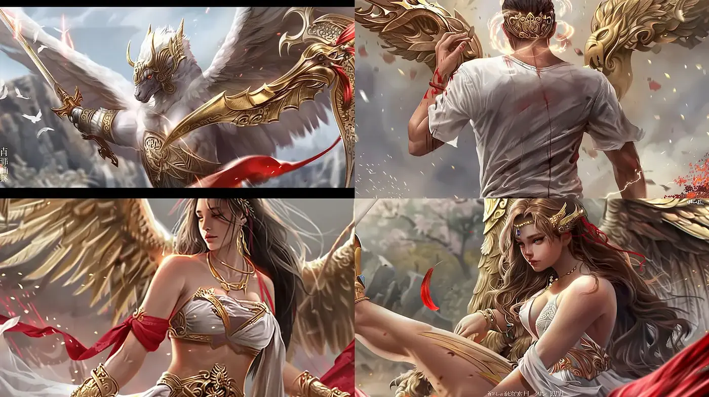 Epic fantasy art with rich textures and dynamic compositions - Midjourney sref style