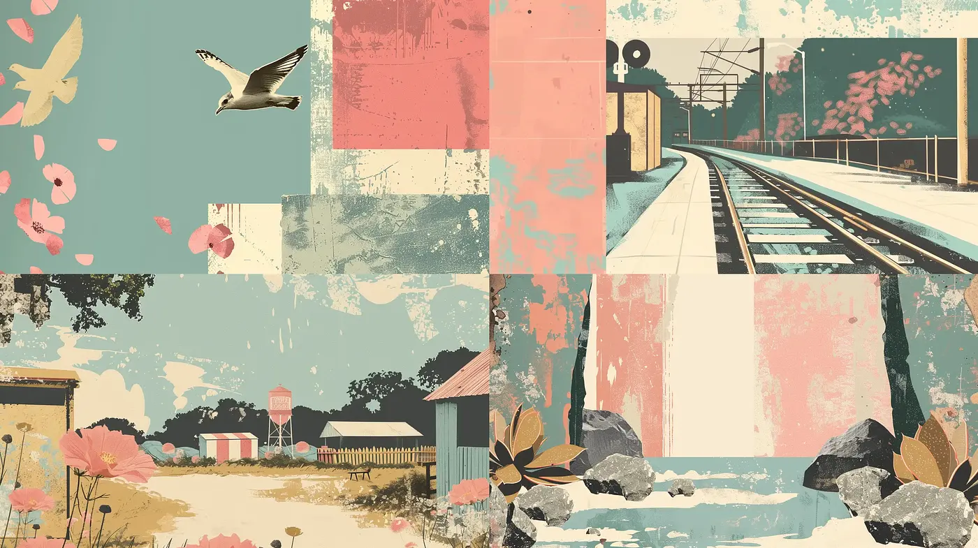 Retro Serenity in Powdery Pastels: A Fusion of Stylized Naturalism and Faded Modernity - Midjourney sref style