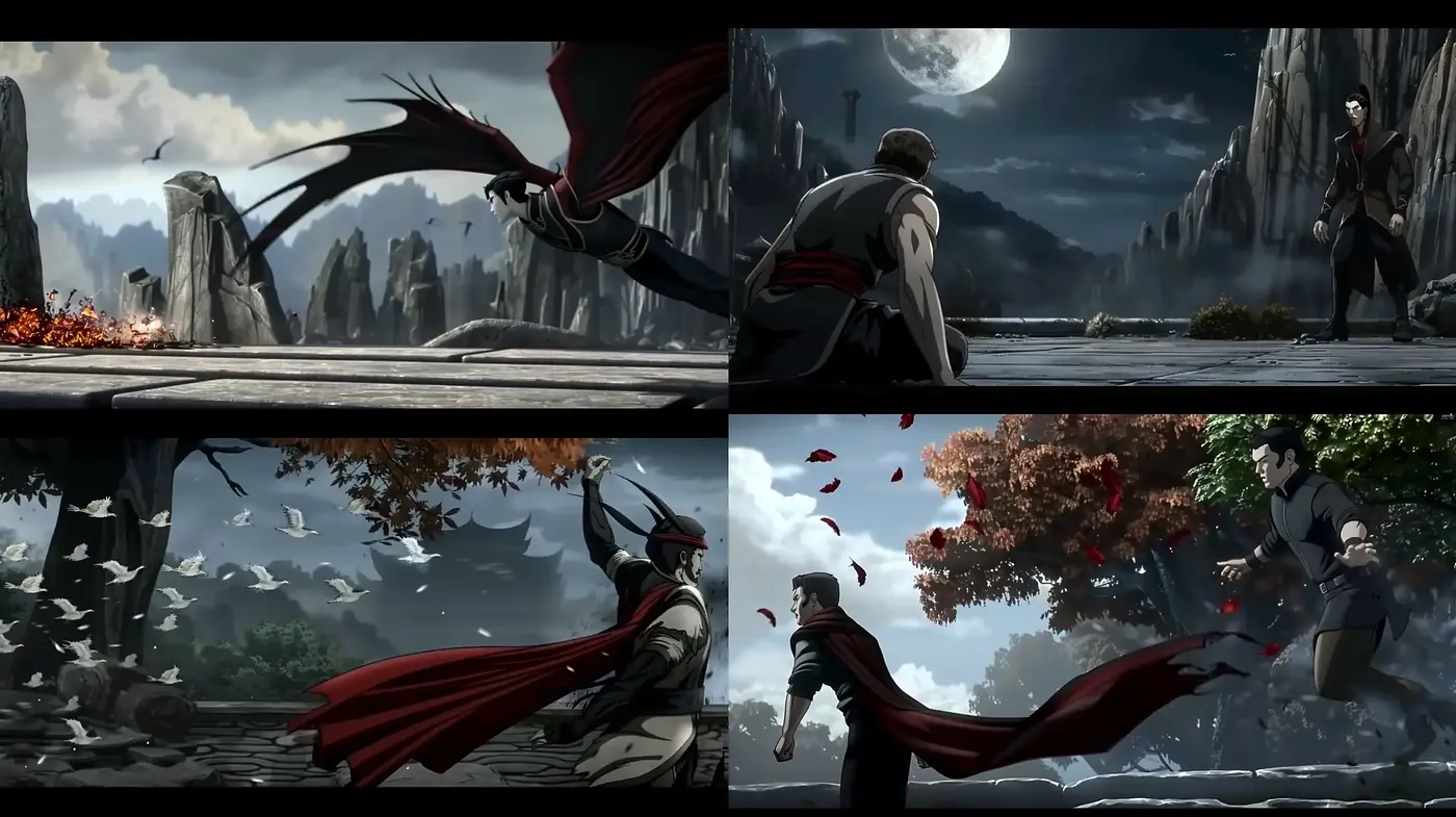 Elegant Stylized Dynamic Beauty in Shadow and Motion - Midjourney sref style