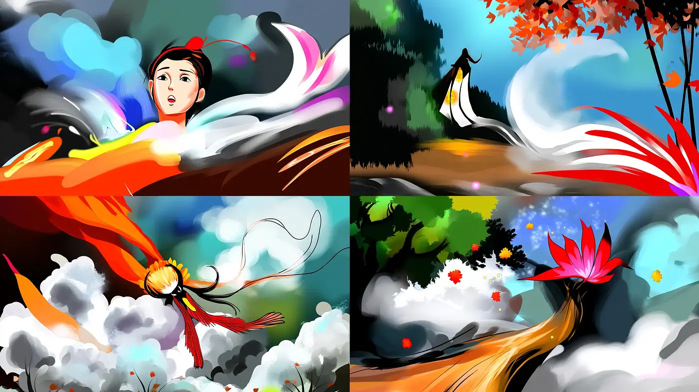 Vibrant Elegance: An Ethereal Journey Through Stylized Nature - Midjourney sref style