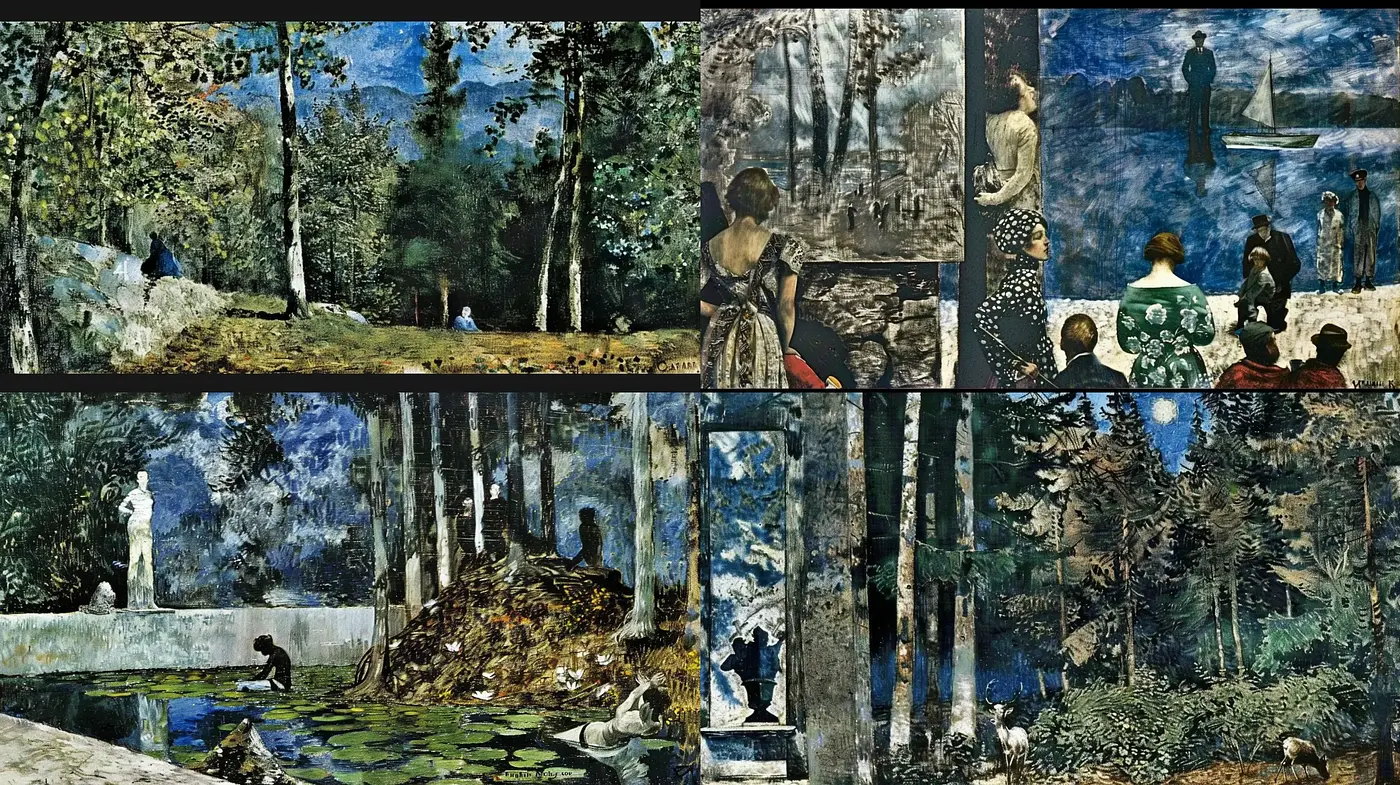 Tranquil Tableaus of Serene Landscapes with Textured Impasto - Midjourney sref style
