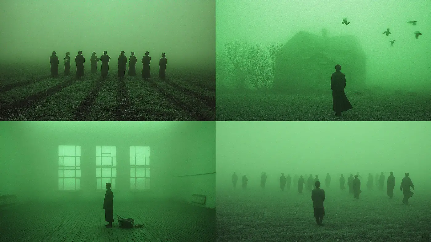 Eerie and Captivating Atmosphere with Ethereal Green Tones - Midjourney sref style