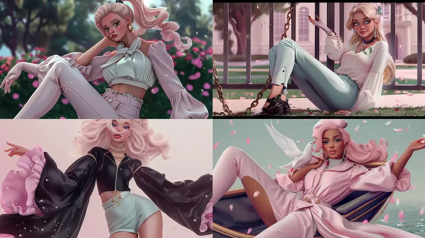 Stylized Contemporary Fashion Illustrations with Soft Aesthetic Appeal - Midjourney sref style