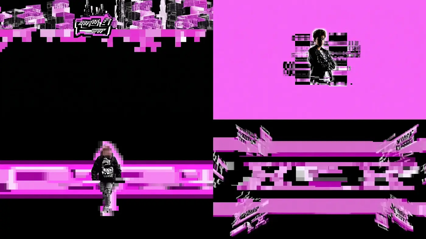 Dynamic and Distorted Retro Aesthetic with Neon Elements - Midjourney sref style