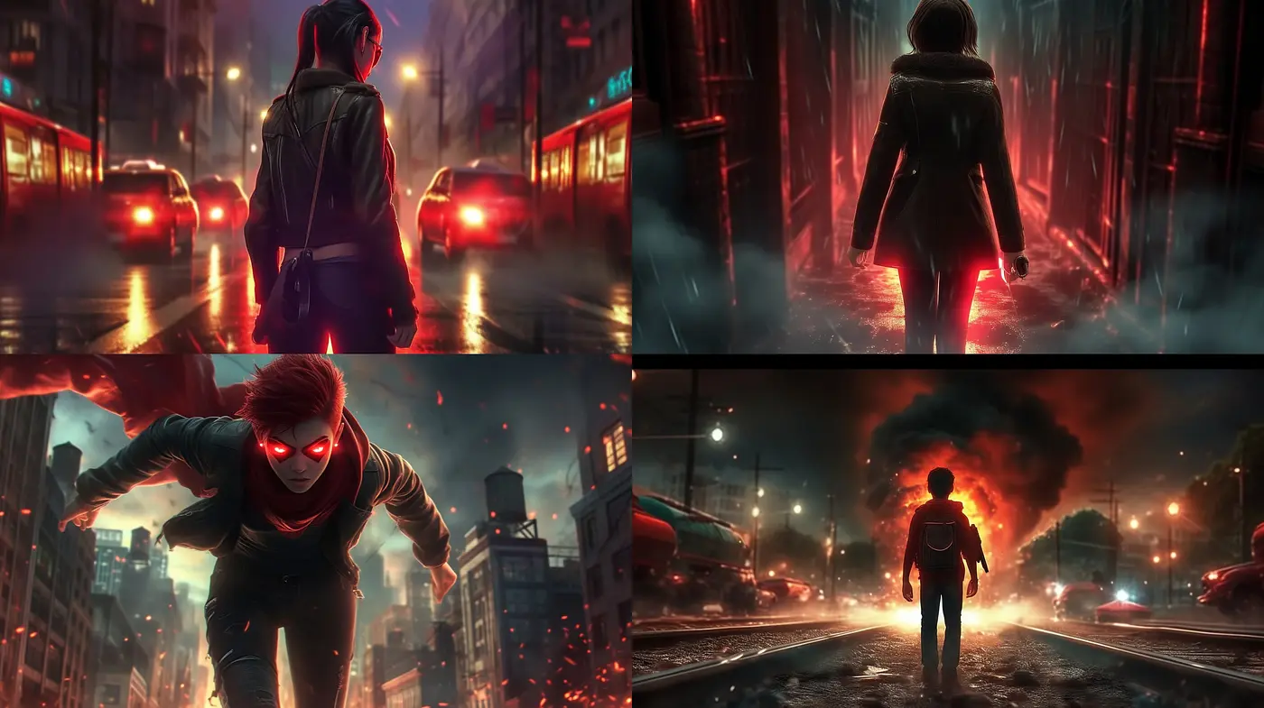 Neon-Noir Urban Fantasy: A Fusion of Cyberpunk Aesthetics and Surreal Storytelling - Midjourney sref style