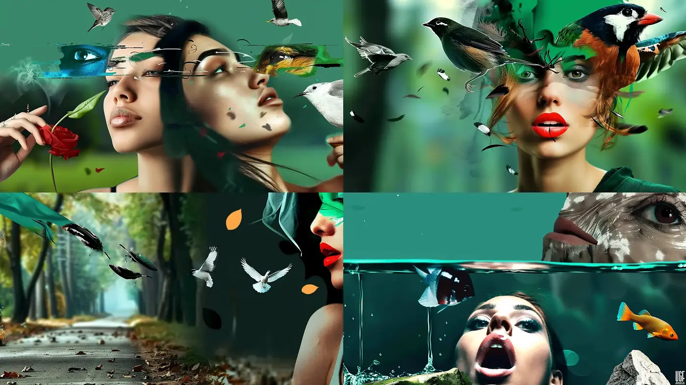 Emerald Illusions: A Fusion of Nature and Hyperrealism - Midjourney sref style