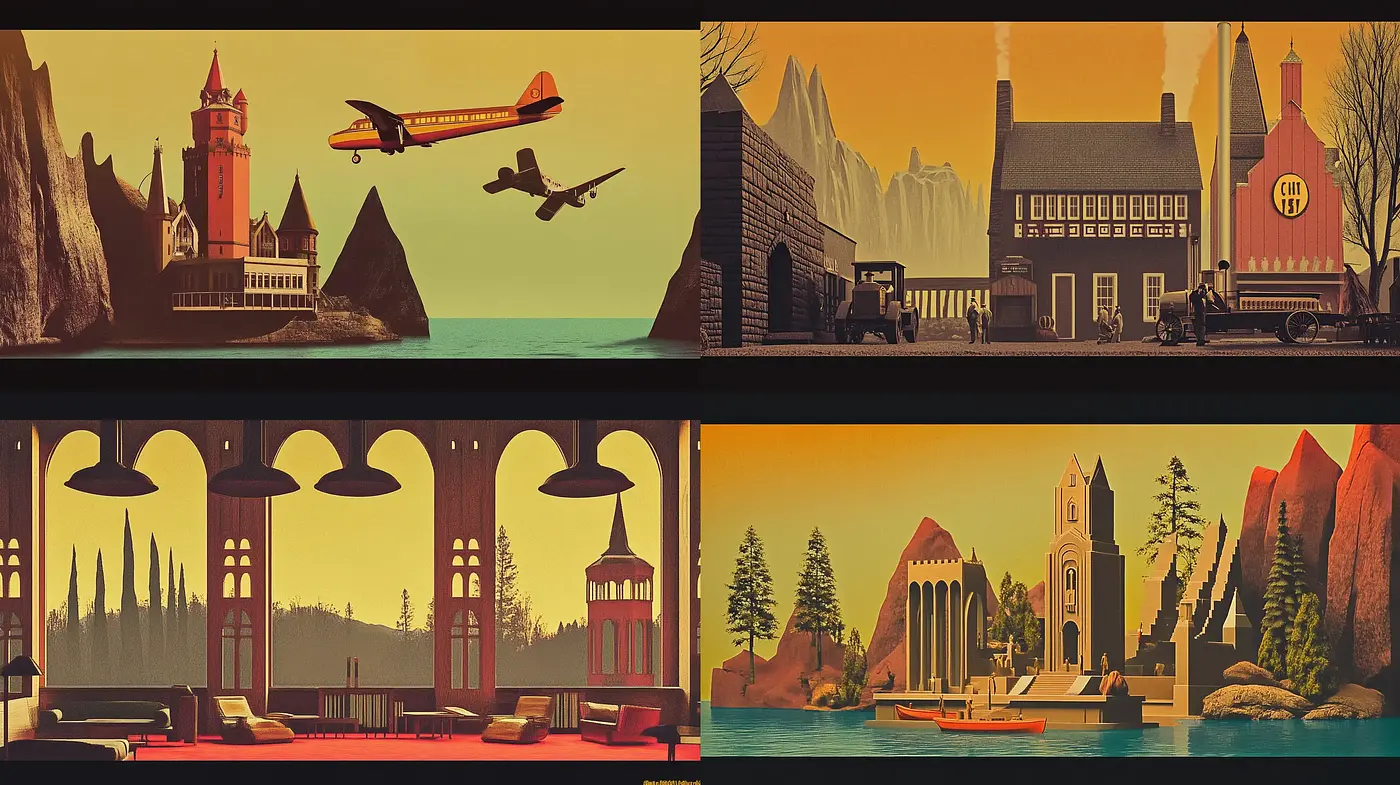 Twilight Ambiance in Stylized Geometric Landscapes - Midjourney sref style