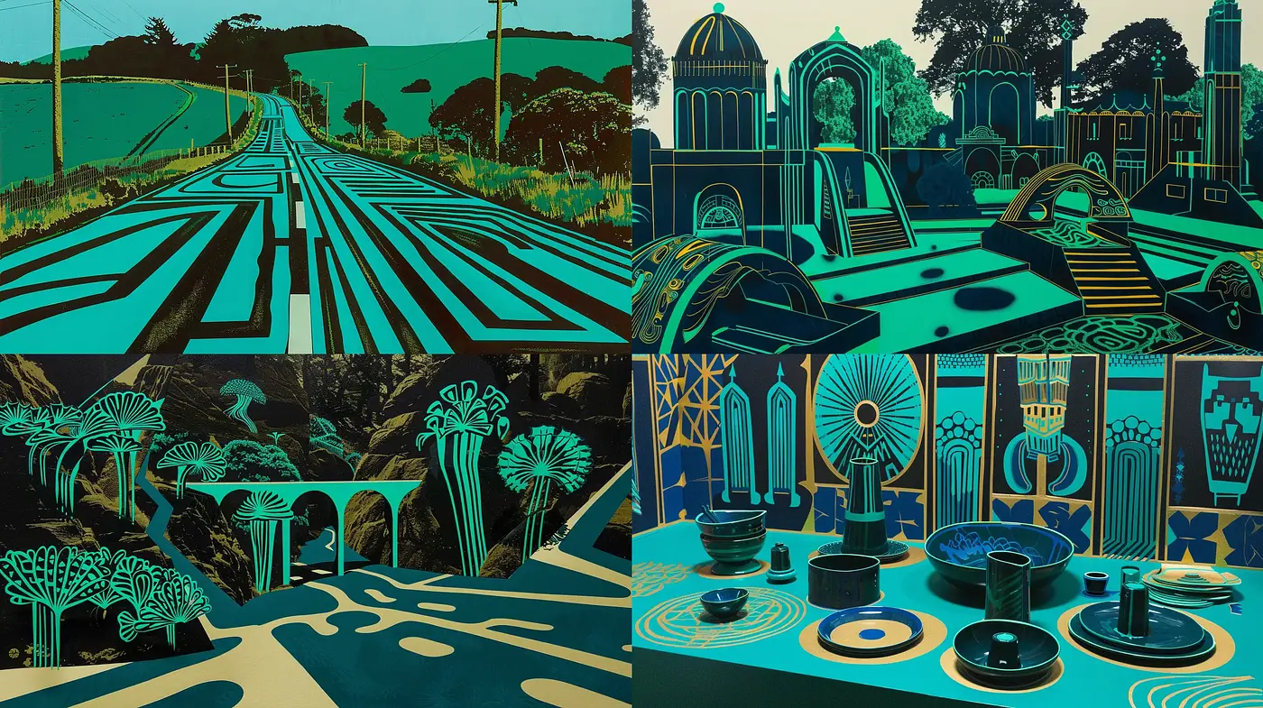 Contemporary Stylized Graphic Illustration with a Retro Futuristic Flair - Midjourney sref style