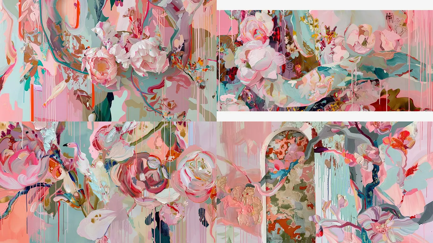 Abstract Fusion of Pastel Fluidity and Expressive Brushwork - Midjourney sref style