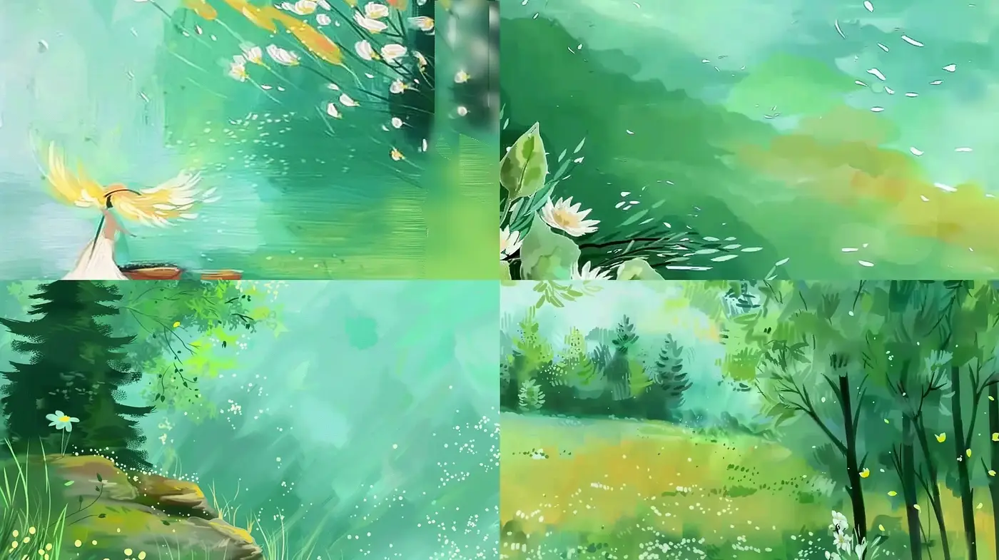 Whimsical Nature's Aura in Watercolor Hues - Midjourney sref style