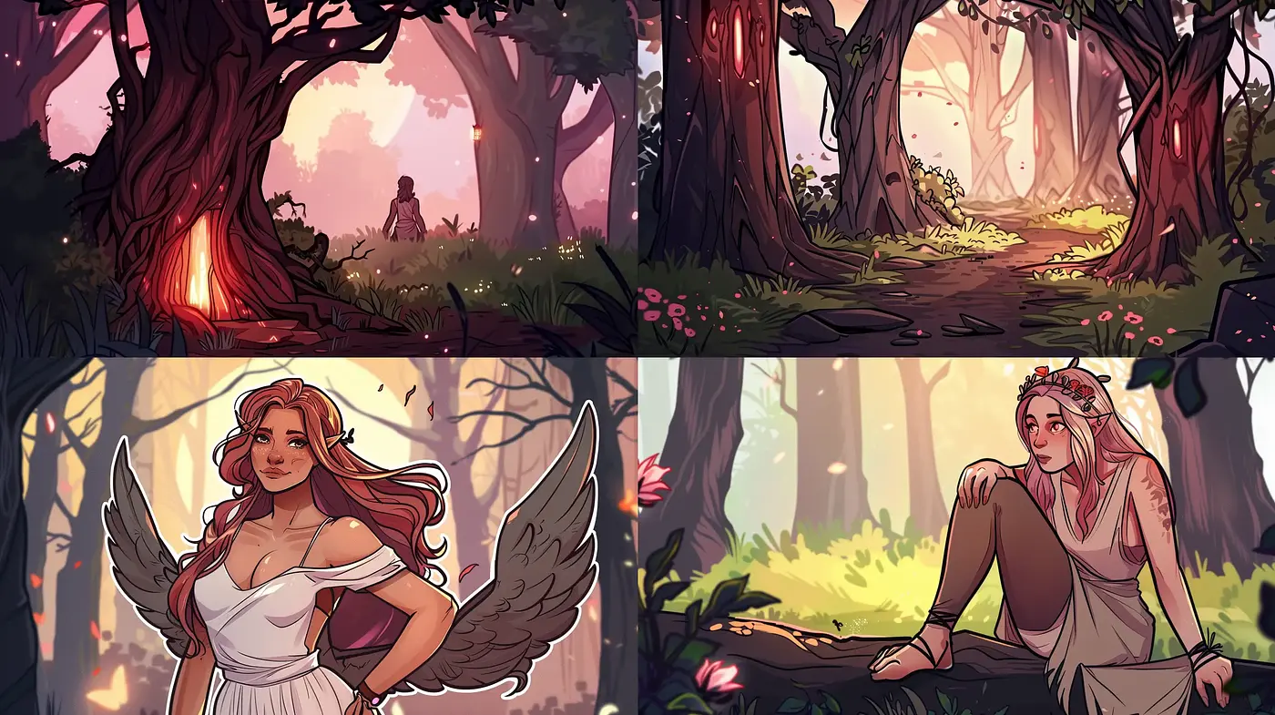 Enchanted Twilight Forest: A Harmony of Warm Hues and Soft Edges - Midjourney sref style