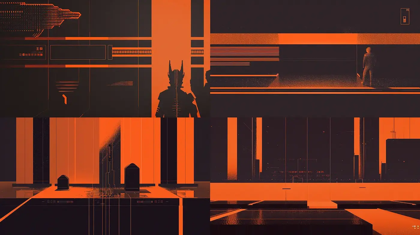 Futuristic Geometric Minimalism with a Cyberpunk Edge - Midjourney sref style