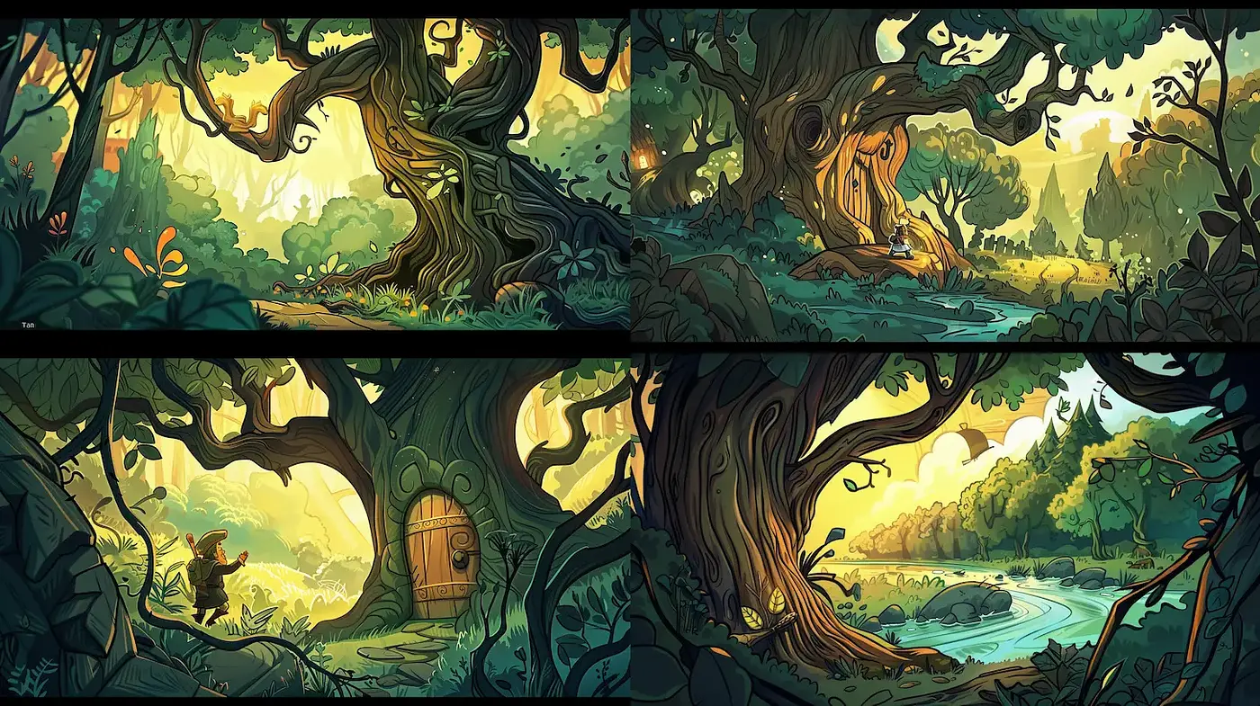 Whimsical Fantasy Landscape with Enchanted Elements and Lush Textures - Midjourney sref style