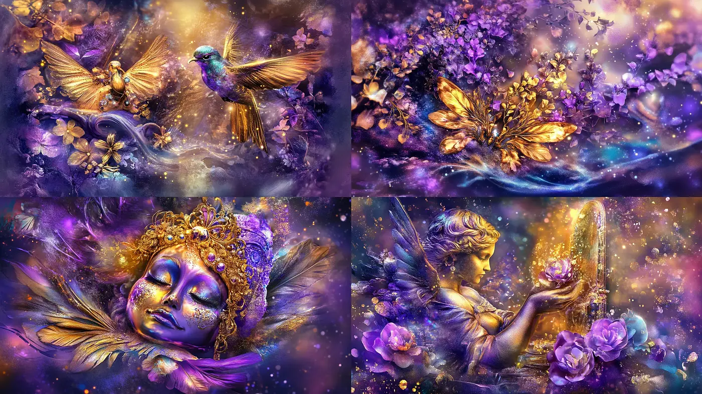 Ethereal Twilight Dreamscape with Phantasmagorical Vibrancy - Midjourney sref style