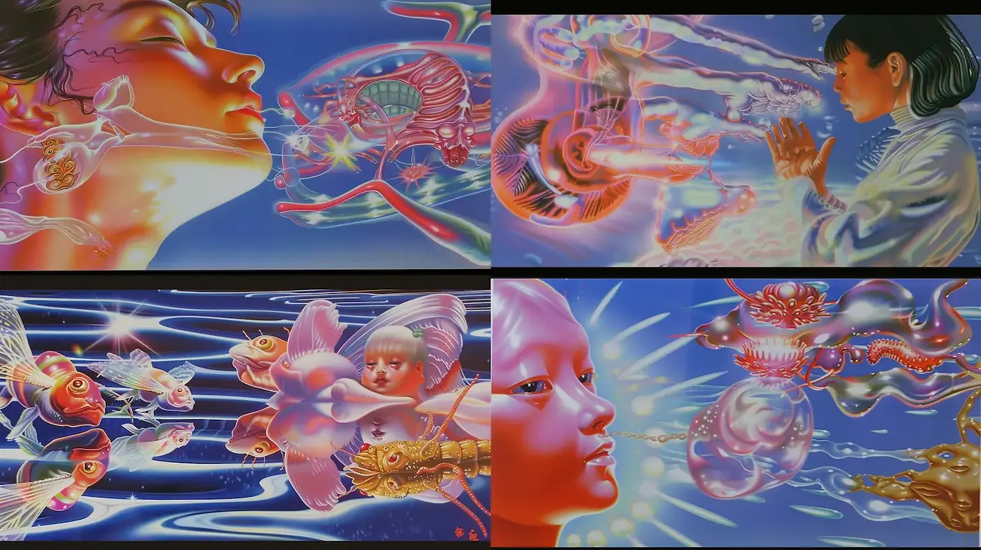 Surreal and Vibrant Visuals with a Fusion of Organic and Mechanical Elements - Midjourney sref style