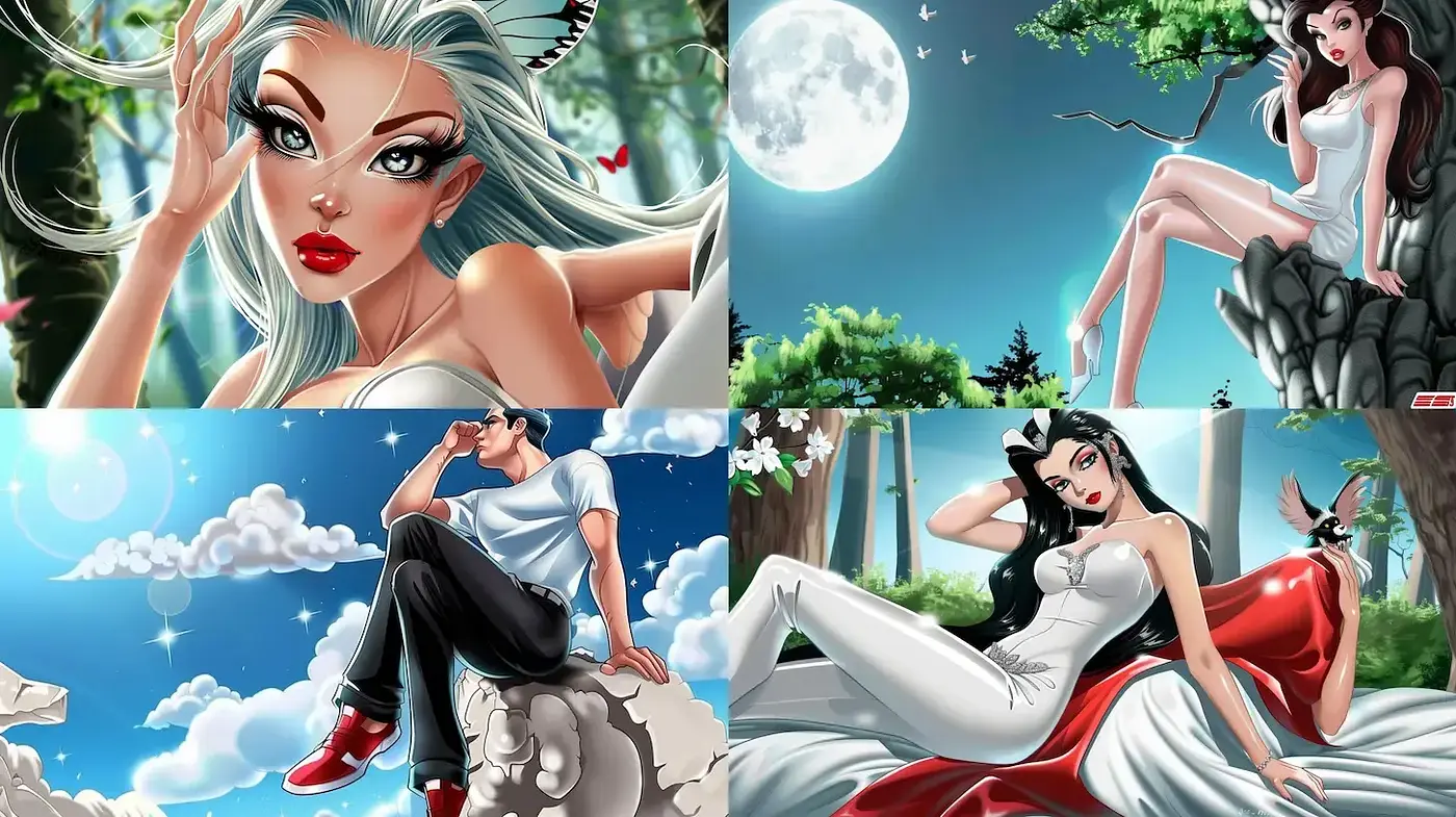 Vibrant and Dreamy Illustrations with Fantasy Elements - Midjourney sref style