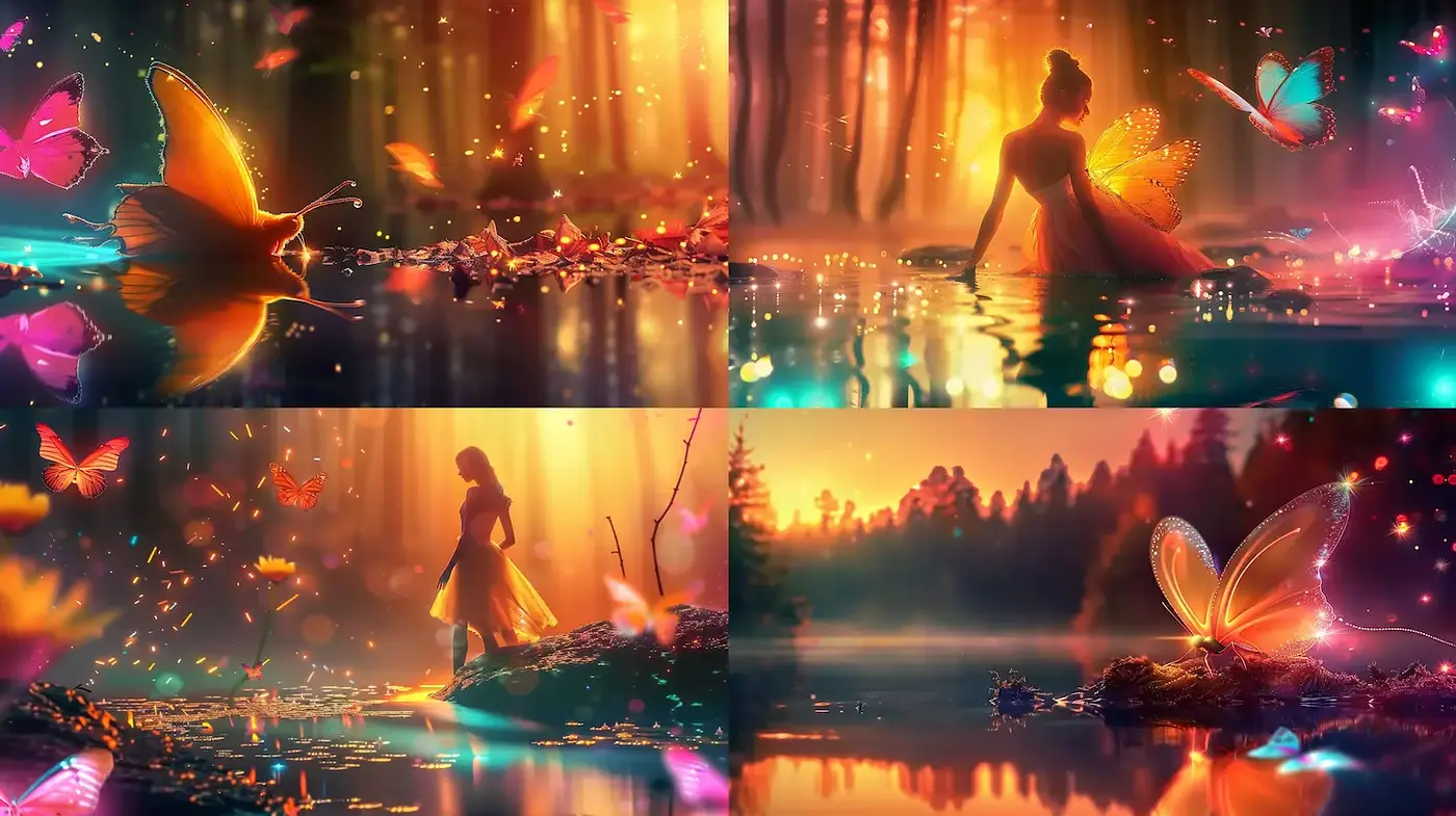 Ethereal Nature-Themed Vivid Dreamscapes with Enchanting Light Effects - Midjourney sref style