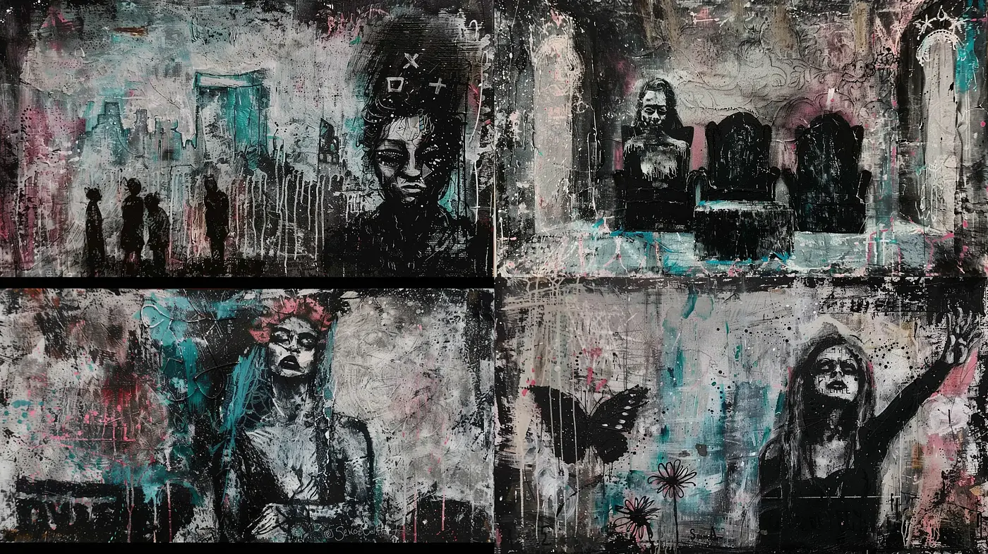 Grunge Urban Esoterica: A Fusion of Street Art and Mystical Symbols - Midjourney sref style