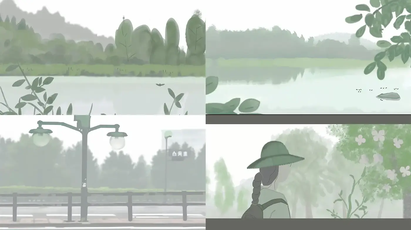 Serene Landscape Illustrations with Soft and Muted Tones - Midjourney sref style