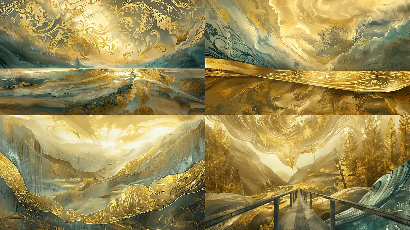 Ethereal Baroque Ornaments Meets Romantic Era Landscapes - Midjourney sref style