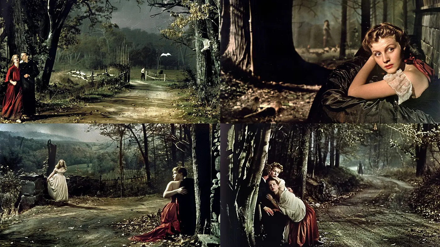 Enigmatic Twilight: A Fusion of Romanticism and Cinematic Pastoral Scenes - Midjourney sref style