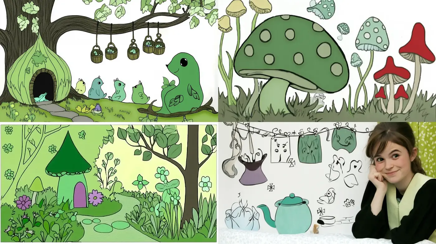 Whimsical Storybook Illustration with Consistent Pastel Harmony - Midjourney sref style