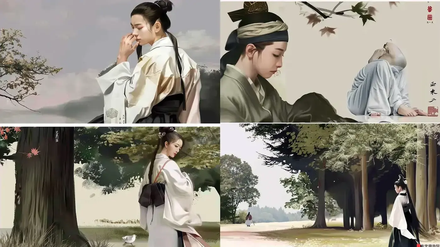 Tranquil Serenity in East Asian-Inspired Digital Paintings - Midjourney sref style