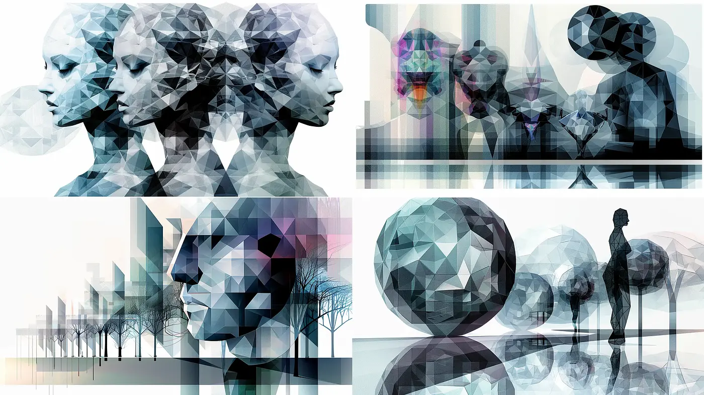 Geometric Abstraction in a Digital Dreamscape - Midjourney sref style