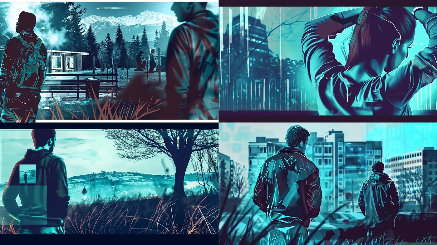 Cinematic Solitude in Monochromatic Cool Tones - Midjourney sref style