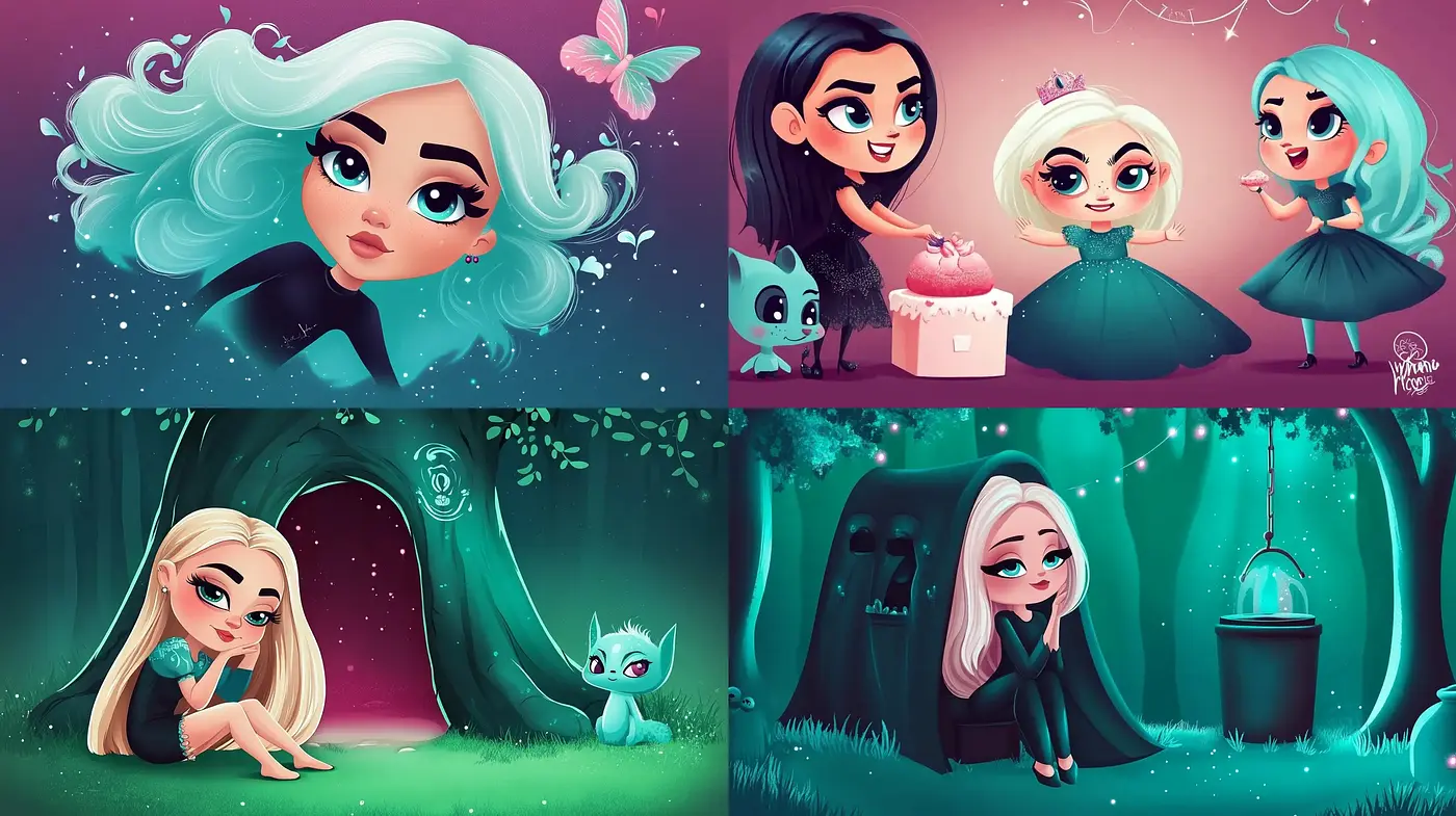 Enchanting Fairytale Whimsy: A Modern Storybook Illustration Series - Midjourney sref style