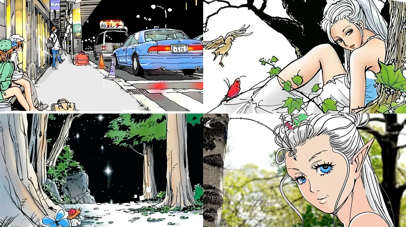 Ethereal Manga-Inspired Vivid Storyboards - Midjourney sref style