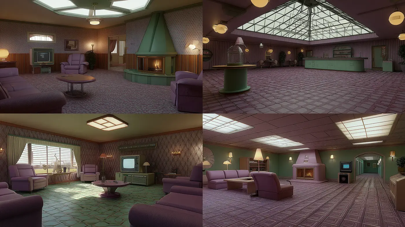 Retro-inspired Interior Design with Mid-century Aesthetics - Midjourney sref style