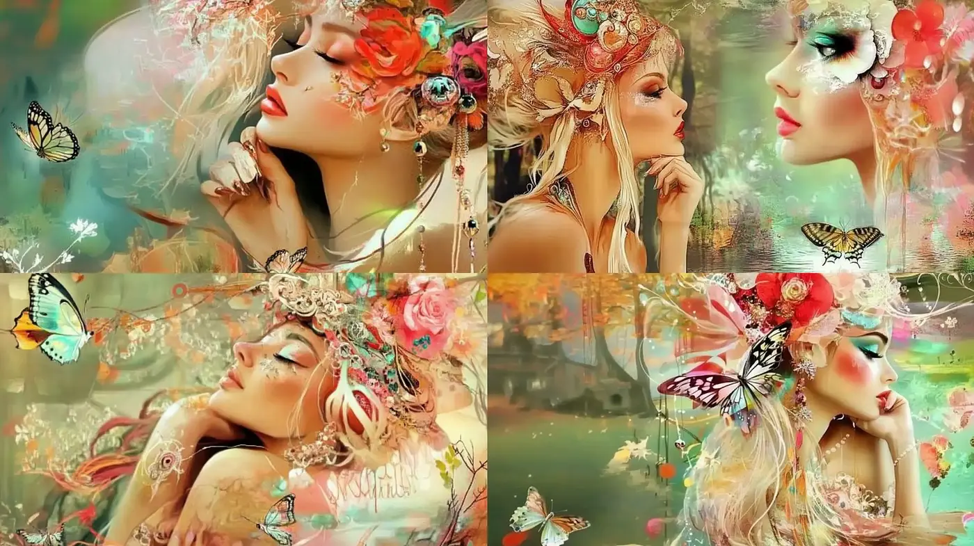 Ethereal Dreamscape with Whimsical Nature Motifs and Pastel Hues - Midjourney sref style