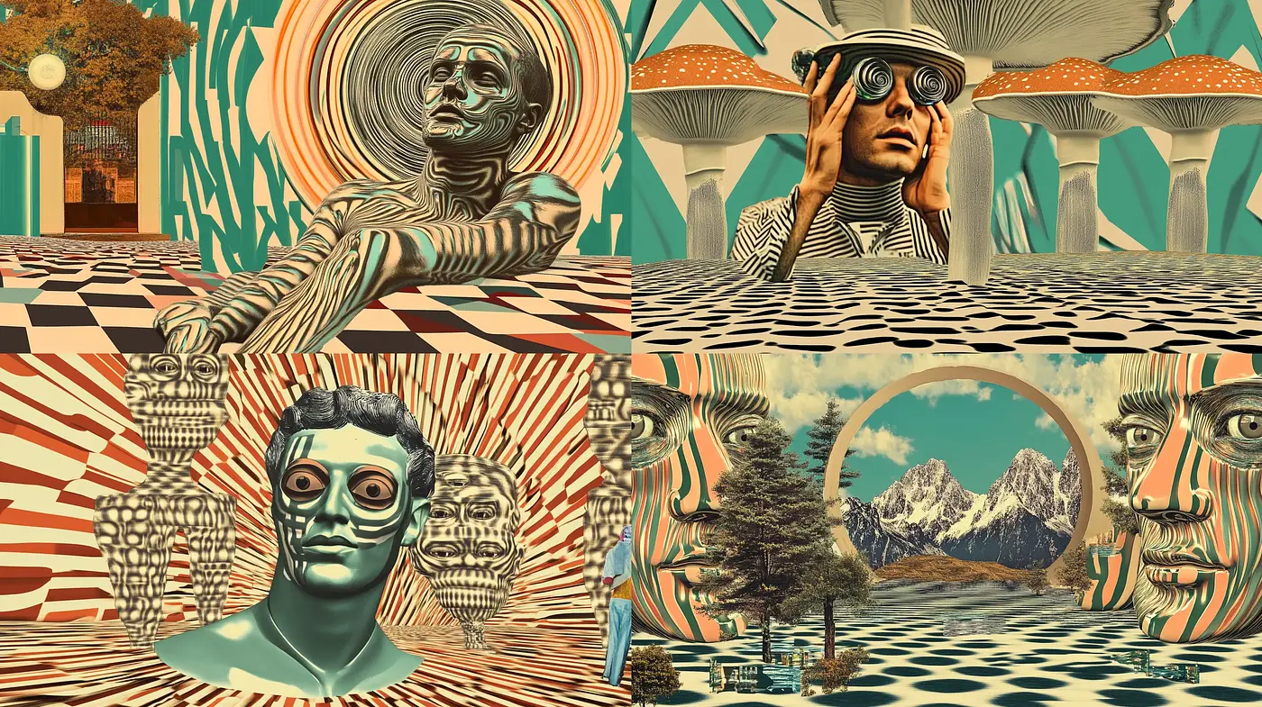 Surrealistic Reverie in a Retro-Futuristic Landscape - Midjourney sref style